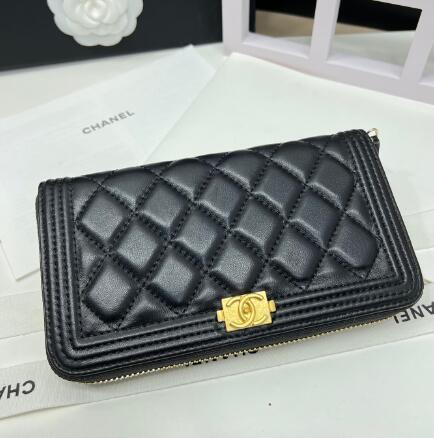 小香80286 黑色羊皮leboy金扣拉鍊長夾 