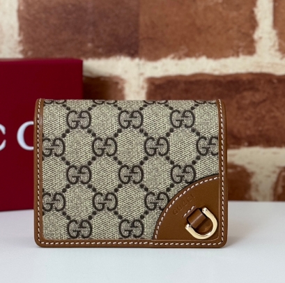 Gucci 原單820692 咖啡色兩折短夾